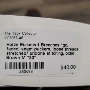Euroseat Breeches *gc, faded, seam puckers, loose threads, stretched/ undone stitching, older
