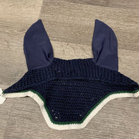 Custom Crochet Ear Bonnet Fly Veil, bling *vgc, older, mnr faded & hair