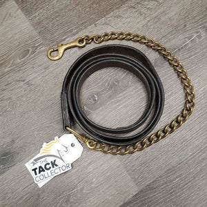24" Brass Nose Chain, 72" Leather Lead Shank *gc, dirt, stiff, dry, mnr stains