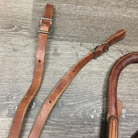 Adj Leather Driving Crupper, 2 Conway Buckles, tag *vgc, stains, scrapes, scratches, rubs, older?, scuffs, chews?, xhole?
