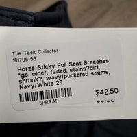 Sticky Full Seat Breeches *gc, older, faded, stains?dirt, shrunk?, wavy/puckered seams
