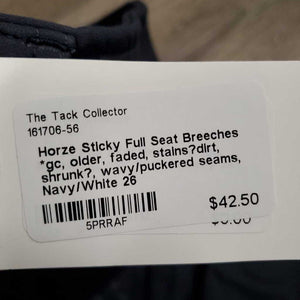 Sticky Full Seat Breeches *gc, older, faded, stains?dirt, shrunk?, wavy/puckered seams