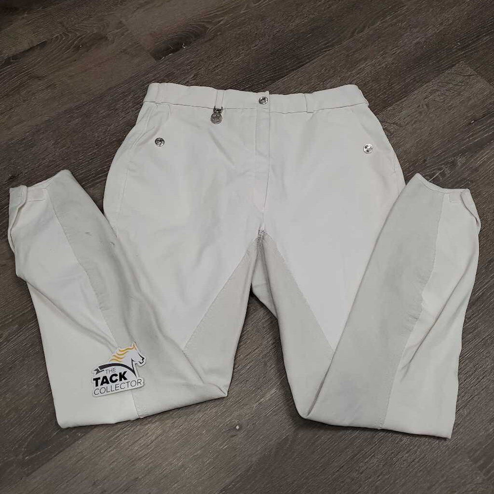 Full Seat Breeches *gc, seam puckers, older, stained seat, mnr dingy & stains