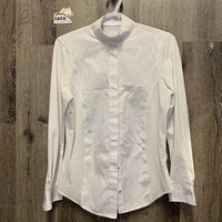 LS Snap Up Show Shirt *gc, stains, older, v.curled collar, seam puckers, wrinkles