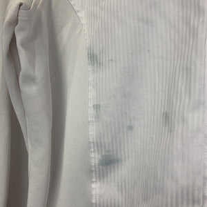 LS Snap Up Show Shirt *gc, stains, older, v.curled collar, seam puckers, wrinkles