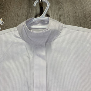 LS Snap Up Show Shirt *gc, stains, older, v.curled collar, seam puckers, wrinkles