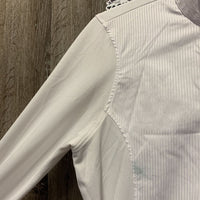 LS Snap Up Show Shirt *gc, stains, older, v.curled collar, seam puckers, wrinkles