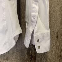 LS Snap Up Show Shirt *gc, stains, older, v.curled collar, seam puckers, wrinkles

