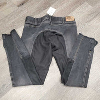 Full Seat Denim Breeches *fair, pulled seat seams, faded, dirty, hairy, older?, discolored, threads

