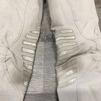 JUNIORS Euroseat Breeches, adjustable waist *gc, stains, seam puckers, stretched knees, v.stained seat & legs, peeling stickies
