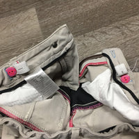 JUNIORS Euroseat Breeches, adjustable waist *gc, stains, seam puckers, stretched knees, v.stained seat & legs, peeling stickies
