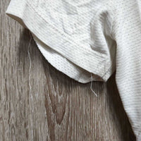 JUNIORS SS Show Shirt, 1/4 Button Up, attached snap collar *fair, v.dingy, threads: undone seam stitching
