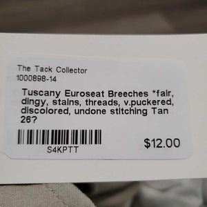 Euroseat Breeches *fair, dingy, stains, threads, v.puckered, discolored, undone stitching