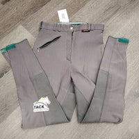 Ribbed Full Leather Seat Breeches *older, weak zipper, gc, mnr dirt, threads, hairy velcro
