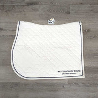 Quilt Jumper Saddle Pad, embroidered, 1x piping *gc, clean, mnr hair, stains, cut tabs
