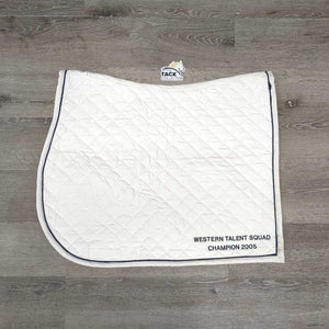 Quilt Jumper Saddle Pad, embroidered, 1x piping *gc, clean, mnr hair, stains, cut tabs