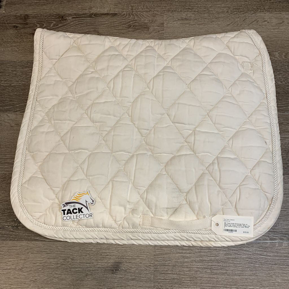 Thick Quilt Dressage Pad, x1 piping *gc, clean, stained, dingy, mnr pills, rubbed piping, cut tabs