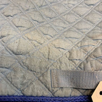 Quilted Jumper Pad, x 2 piping *gc, clean, stained, mnr hair, threads, pilly, v. worn clumpy sides, rubbed piping, puckered
