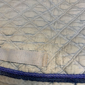 Quilted Jumper Pad, x 2 piping *gc, clean, stained, mnr hair, threads, pilly, v. worn clumpy sides, rubbed piping, puckered