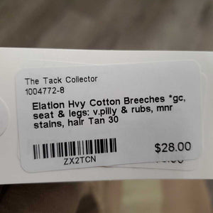 Hvy Cotton Breeches *gc, seat & legs: v.pilly & rubs, mnr stains, hair