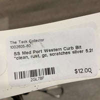 SS Med Port Western Curb Bit *clean, rust, gc, scratches
