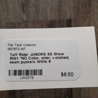 JUNIORS SS Show Shirt *NO Collar, older, v.stained, seam puckers
