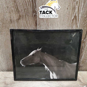 Grey Horse, Metal Frame *gc, mnr dirt, dusty, scratches, loose corners