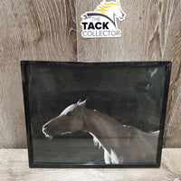 Grey Horse, Metal Frame *gc, mnr dirt, dusty, scratches, loose corners