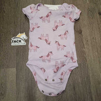 BABY SS Onesie & Pants Set, unicorns *gc, fair, stained, hair
