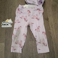 BABY SS Onesie & Pants Set, unicorns *gc, fair, stained, hair
