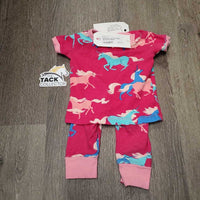 BABY SS Shirt & Pants Set, unicorns *vgc, mnr faded & hair
