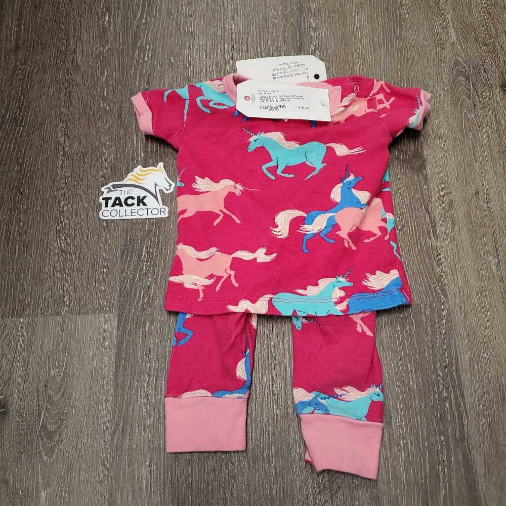 BABY SS Shirt & Pants Set, unicorns *vgc, mnr faded & hair