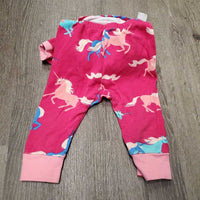 BABY SS Shirt & Pants Set, unicorns *vgc, mnr faded & hair
