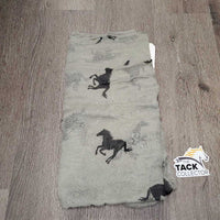 Thin Cotton "Running Horses" Scarf *gc, snags, older, threads, runs
