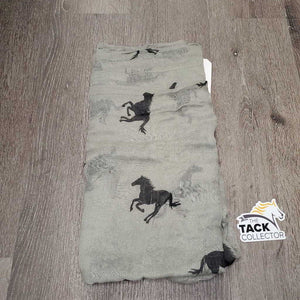 Thin Cotton "Running Horses" Scarf *gc, snags, older, threads, runs