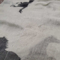 Thin Cotton "Running Horses" Scarf *gc, snags, older, threads, runs
