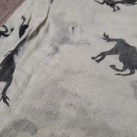 Thin Cotton "Running Horses" Scarf *gc, snags, older, threads, runs
