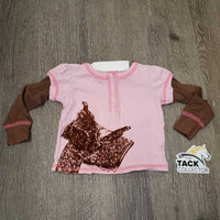 BABY LS Cotton Shirt "western saddle" *vgc, hair, mnr faded, curled sleeves & back
