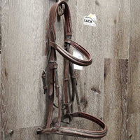 Monocrown Rsd/Padded Bridle, Braided Reins *v.dirty, loose & tight keepers, older, fair, gc, stains, dents
