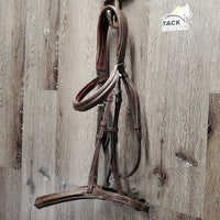 Monocrown Rsd/Padded Bridle, Braided Reins *v.dirty, loose & tight keepers, older, fair, gc, stains, dents
