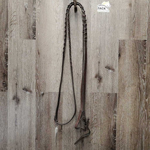 Monocrown Rsd/Padded Bridle, Braided Reins *v.dirty, loose & tight keepers, older, fair, gc, stains, dents