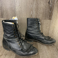 Pr Short Western Roper Boots, Laces *gc, undone sole stitching, mnr dirt, scuffs/scrapes, older, rundown heel, edge rubs
