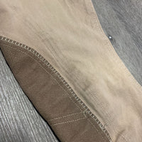 Euro Seat Breeches *loose threads, v.discolored/stained seat & legs, seam puckers, faded, undone stitching, stains

