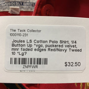 LS Cotton Polo Shirt, 1/4 Button Up *vgc, puckered velvet, mnr faded edges