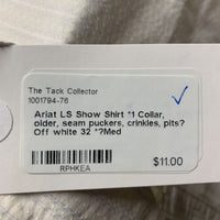 LS Show Shirt *1 Collar, older, seam puckers, crinkles, pits?
