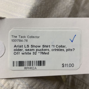 LS Show Shirt *1 Collar, older, seam puckers, crinkles, pits?