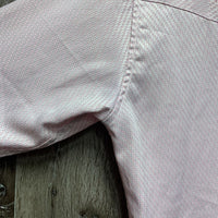 LS Show Shirt, attached snap collar *gc, older, seam puckers, v.curled corners
