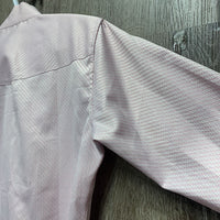 LS Show Shirt, attached snap collar *gc, older, seam puckers, v.curled corners
