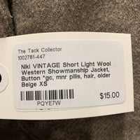 VINTAGE Short Light Wool Western Showmanship Jacket, Button *gc, mnr pills, hair, older