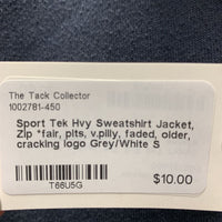Hvy Sweatshirt Jacket, Zip *fair, pits, v.pilly, faded, older, cracking logo